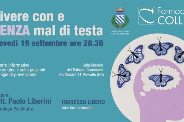 Giovedì 19 settembre, ore 20.30: Incontro informativo – “Vivere con e senza il mal di testa”